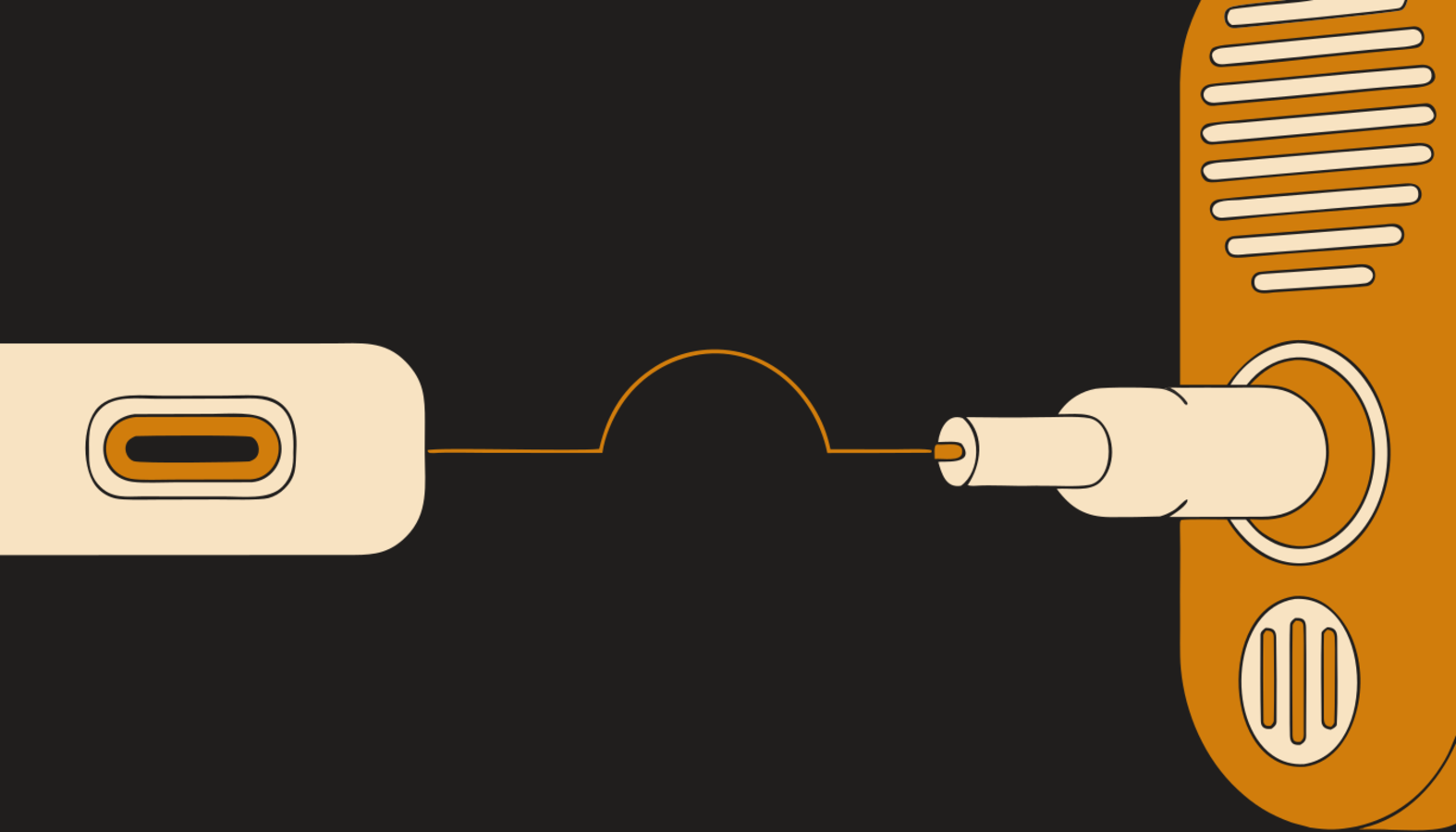 One cable each way: radio audio out to phone in, phone out to radio microphone.